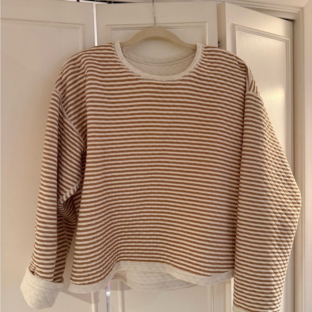 Striped Brown and Cream REVERSIBLE Women's Sweatshirt